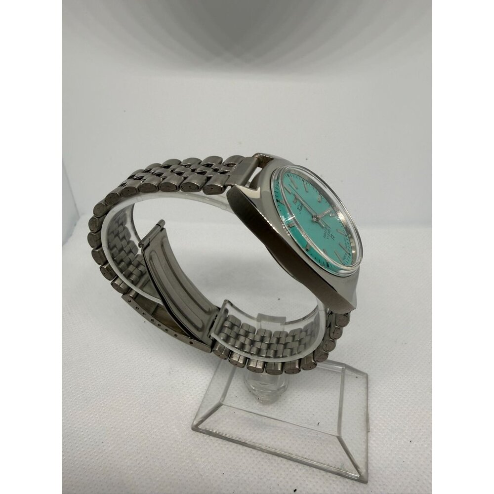 Vintage HMT Automatic 17 Jewels Watch Stainless Steel Band & Aqua Dial - Picture 6 of 11
